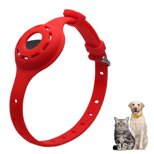 LIRUIR Airtag Silikon Leuchthalsband Protector Einstellbare Verlust Prävention Blickfang Haustierhalsband für Katzen und kleine Hunde(Rot) von LIRUIR