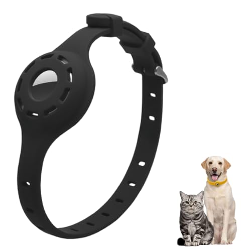 LIRUIR Airtag Silikon Leuchthalsband Protector Einstellbare Verlust Prävention Blickfang Haustierhalsband für Katzen und kleine Hunde(Schwarz) von LIRUIR