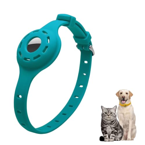 LIRUIR Airtag Silikon Leuchthalsband Protector Einstellbare Verlust Prävention Blickfang Haustierhalsband für Katzen und kleine Hunde(Seeblau) von LIRUIR