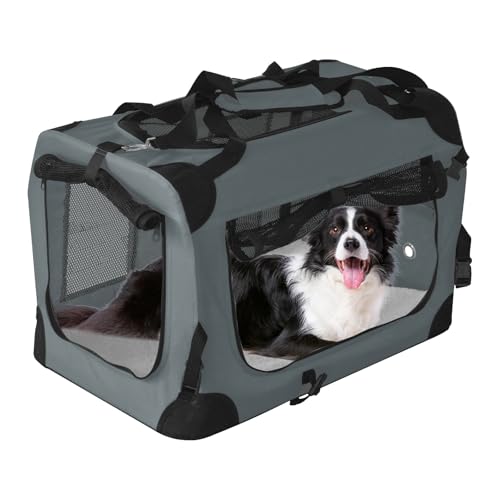 LITEBOKES PET Faltbare Hundebox Faltbare weiche Hundebox mit Tragetasche Hund Home & Dog Travel Box Indoor & Outdoor Pet Home (Grau, M 24 L x 41,9 cm B x 41,9 cm H) von Litebokes