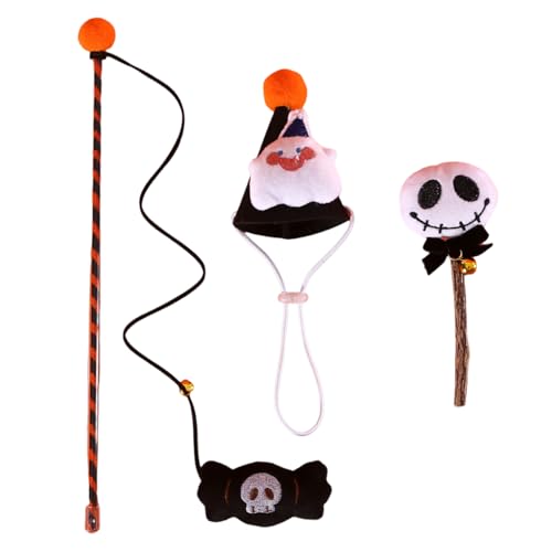 LIUANDS Halloween Kegel Hut für Spielzeug mit Stab Kürbis Übung Indoor Spielzeug Katzen Zauberstab Teaser Spielzeug Katzen Kauspielzeug von LIUANDS