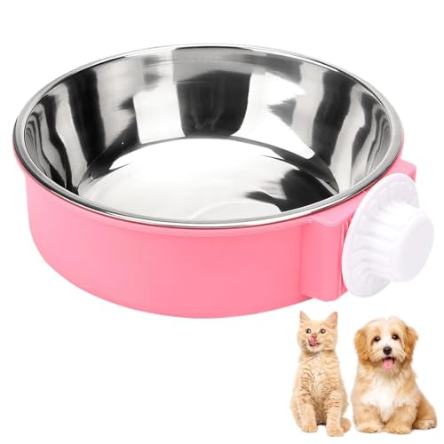 Crate Water Bowl, Futternapf Kaninchen, Abnehmbare Edelstahl Kaninchen Napf für Futter und Wasser, Wassernapf Hundekäfige Haengend für Katzen Welpen Vögel Ratten Meerschweinchen und Andere Kleintiere von LIURFLNC