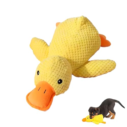 LIURFLNC Anti Stress Ente, Süße Spielzeugente Plüsch Antistressente für Hunde, Interaktives Beruhigende Ente Hundespielzeug, Quack Quack Duck Kauspielzeug Anti Stress Spielzeug Hund (Gelb) von LIURFLNC