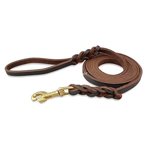 LIUXIN Geflochtene Hundeleine aus echtem Leder zum Lauftraining für Shepherd Golden Retriever 1,6 cm breit für mittelgroße Hunde von LIUXIN