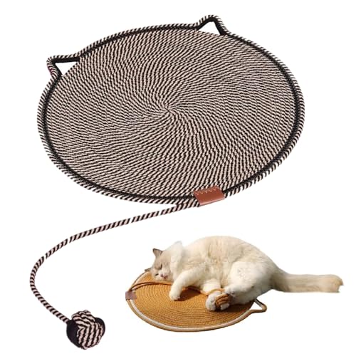 Katzenkratzmatte, rundes Katzenkratzpad, 15,7 Zoll Katzenspielmatte Katzenkratzmatte mit Ball, horizontale Bodenkratzmatte für Indoor-Katzen Schleifen Krallen Nägel, große Größe Katzenbettmatte von LIUZHIPENG