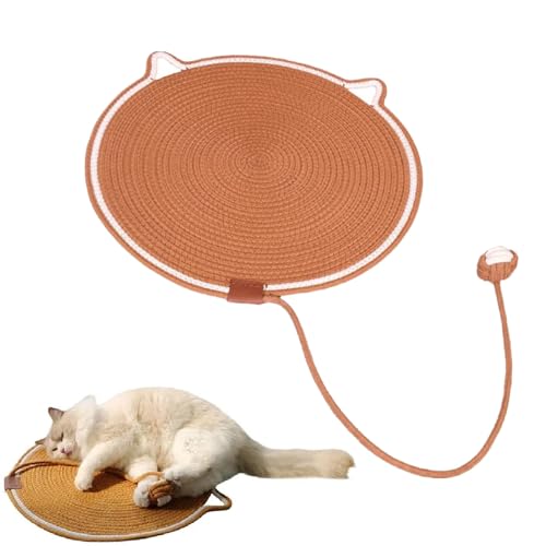 Katzenkratzmatte, rundes Katzenkratzpad, 15,7 Zoll Katzenspielmatte Katzenkratzmatte mit Ball, horizontale Bodenkratzmatte für Indoor-Katzen Schleifen Krallen Nägel, große Größe Katzenbettmatte von LIUZHIPENG