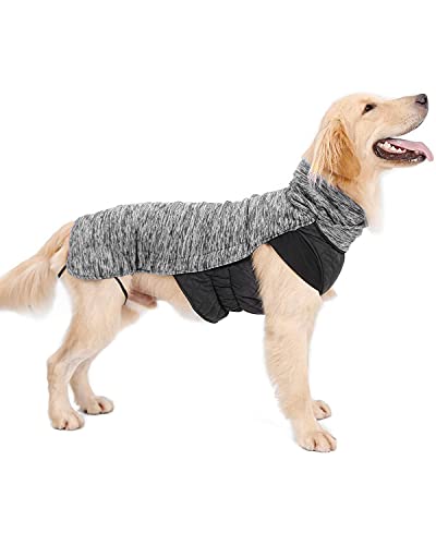 LIVACASA Hundemantel Winddicht Warm Hundejacke Gepolstert Wasserabweisend Wintermäntel Winterjacke für Hunde Reflektierend Bauchschutz Mit Leineloch Winter Hundewintermantel Grau 2XL von LIVACASA