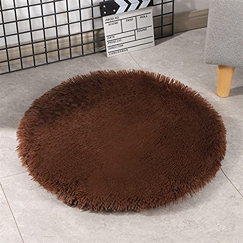 LIVEINU Kunstpelz Shaggy Hundematte Haustiermatte Bettbettmatte Weiches Hundebett Waschbar Haustierbett Hundebett für Hunde und Katzen Runde Katzenbett Plüsches Bett 100cm Dunkelbraun von LIVEINU