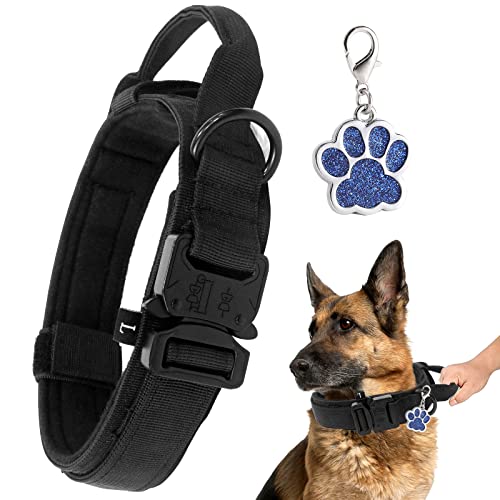 Hundehalsband Verstellbare Kontrollgriff, Taktisches Halsband Hund mit Robuste Metallschnalle für Mittlere Große Hunde, Halsbänder Breit 3.8CM, Halsband K9 Training Nylon XL Schwarz von Trhillsbrad