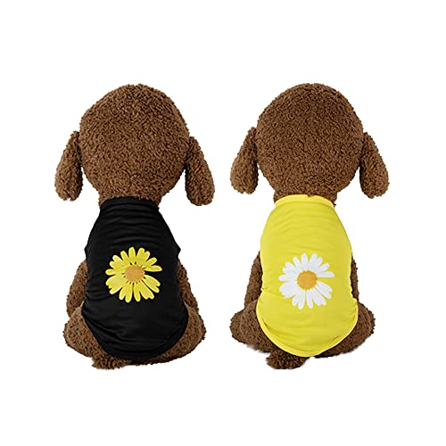2 Pack Dog Shirt X-Small for Dog Boy Girl Puppy Clothes Summer Shirt Cotton Soft Breathable Male Female Pet Outfits Cat Clothing Flowers Vest Funny Dog Cat Apparel Dackel Yorkie French Bulldog von LIWOWOLI
