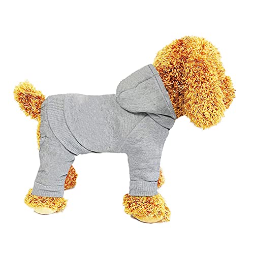 Hundekleidung, Hundekostüm, Hunde-Hoodie, Hunde-Wintermantel, Hunde-Kleid, Hundemantel, Hunde-Onesie, 4 Beine warmes Haustier-Kostüm für kleine Hunde Katzen Junge oder Mädchen, 1 Packung Grau XXL von LIWOWOLI