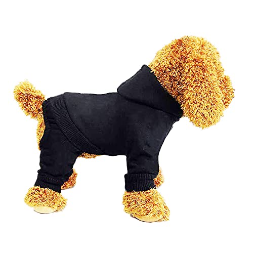 Hundekleidung, Hundekostüm, Hunde-Hoodie, Hunde-Wintermantel, Hunde-Kleid, Hundemantel, Hunde-Onesie, 4 Beine warmes Haustier-Kostüm für kleine Hunde Katzen Junge oder Mädchen, 1 Packung Schwarz XXL von LIWOWOLI