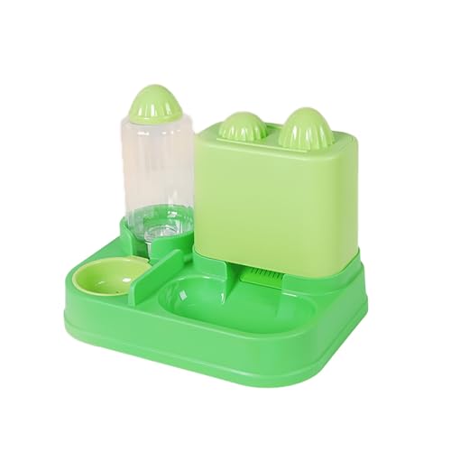 2-in-1 Automatischer Katzenfutterspender und Wasserspender, Hundefutterspender, Futterspender für Haustiere mit Futter- und Wassernäpfen, Hohe Kapazität, Hygienisches Design, Rutschfester Boden(Cactus von LIXQQS