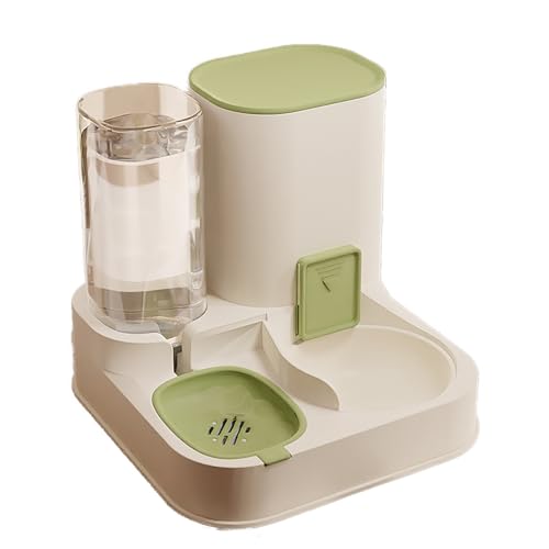 2-in-1 Automatischer Katzenfutterspender und Wasserspender, Hundefutterspender, Futterspender für Haustiere mit Futter- und Wassernäpfen, Hohe Kapazität, Hygienisches Design, Rutschfester Boden(Green) von LIXQQS