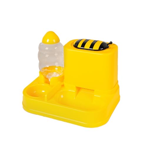 2-in-1 Automatischer Katzenfutterspender und Wasserspender, Hundefutterspender, Futterspender für Haustiere mit Futter- und Wassernäpfen, Hohe Kapazität, Hygienisches Design, Rutschfester Boden(Bee) von LIXQQS