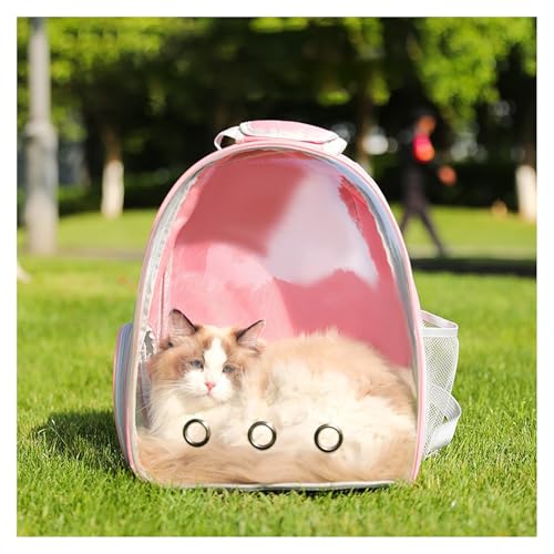 Astronauten Katzen Tasche, Haustier Rucksack für Katzen & Kleine Hunde, Raumkapsel Design mit Bubble-Fenster, Belüftet, Leicht & Bequem, Ideal für Katzentransport & Haustierreisen(B-Pink) von LIXQQS