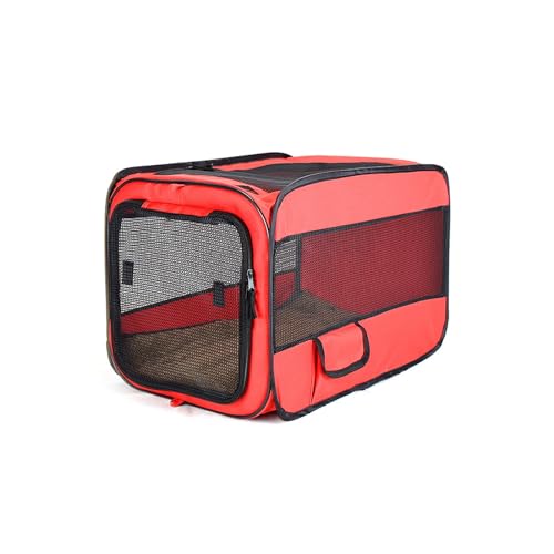 Auto Hundekäfig, Reisekäfig für Hunde und Katzen, Tierreisebox, Tragbarer Haustierkäfig, Atmungsaktiv Faltbare Tiertransportbox, Leicht zu Verstauen Hundebox, Haustierbox ( Color : Red , Size : S-57*3 von LIXQQS