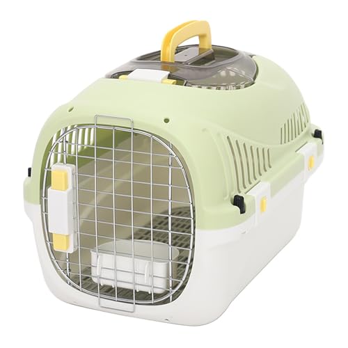 Flugzeug und Auto-Haustierbox für Katzen und Hunde, Tragbare Transportbox mit mit Lüftung und Trenngitter, Praktisch für Reisen und Lagerung, Robuste und Bequeme Haustierkabine(Green,Skylight) von LIXQQS