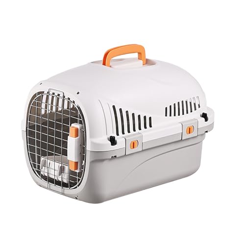 Haustier Reisebox für Flug und Auto, Langlebige und Sichere Transportbox für Hunde und Katzen, Mit Belüftungssystem und Integriertem Fressnapf, Perfekt für Zuhause und Unterwegs(White,Basic) von LIXQQS