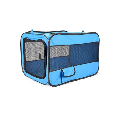 Haustier Reisebox für Hunde und Katzen Leichter und Zusammenklappbarer Auto Haustierkäfig für Reisen und Camping Weichseitige Hundebox Haustier Trocknungsbox Einfache Lagerung(Blue,M-77 * 48 * 48cm) von LIXQQS