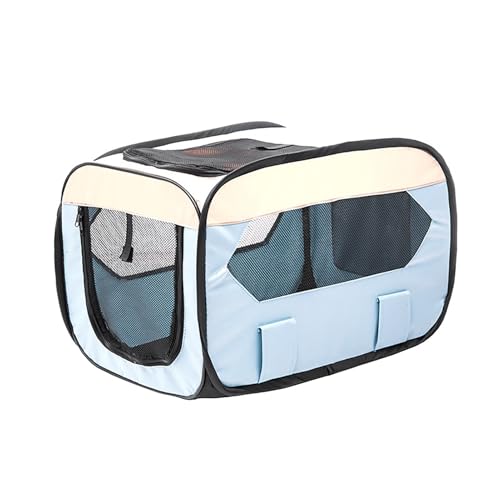 Haustiertragebox Weich, Faltbare Haustiertragetasche für Katzen und Kleine Hunde, Tragetasche für Reisen, Auto, und Flugzeug, Mit Schultergurt, Atmungsaktives Netzfenster(Light blue,L-70 * 42 * 42) von LIXQQS