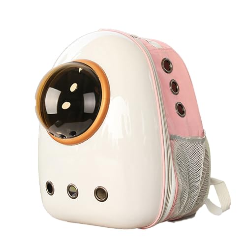 Katzen Reiserucksack, Space Capsule Katzentransport mit Transparentem Fenster, Leichter und Belüfteter Haustier Rucksack für Wanderungen und Reisen(A-Pink) von LIXQQS