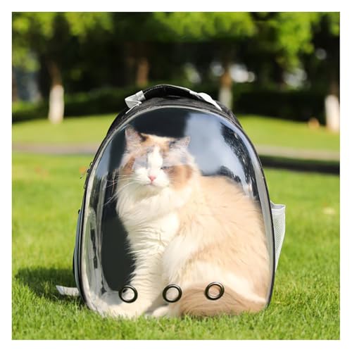 Katzenrucksack Space Capsule, Atmungsaktiver Haustier Rucksack mit Transparentem Fenster, Leichter und Robuster Katzentransport für Wanderungen und Reisen(B-Black) von LIXQQS