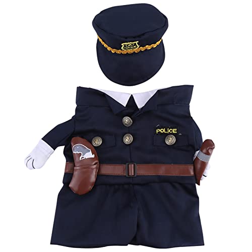 Hund Katze Haustier Outfit Kleidung Kostüm Kleidung Cosplay Uniform mit Hut und Krawatte Kleid Lustige Welpen Polizei für Mottoparty (2) von LIYJTK