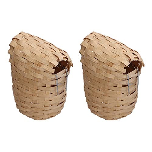 LIYJTK 2PCS Nest Vogelhaus handgefertigt mit Haken Haushalt Hütte Blumenkorb Nistdekorationen Weben Sittich für Sittiche Hof Outdoor Garten von LIYJTK