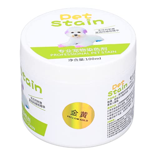 LIYJTK Sichere Hundehaarfärbecreme, Tierhaarfärbemittel, permanenter und permanenter Farbstoff, Hundehaarfärbemittel, 100 ml, halb für die Haustierpflege und Festliche Verkleidung (Golden Yellow) von LIYJTK