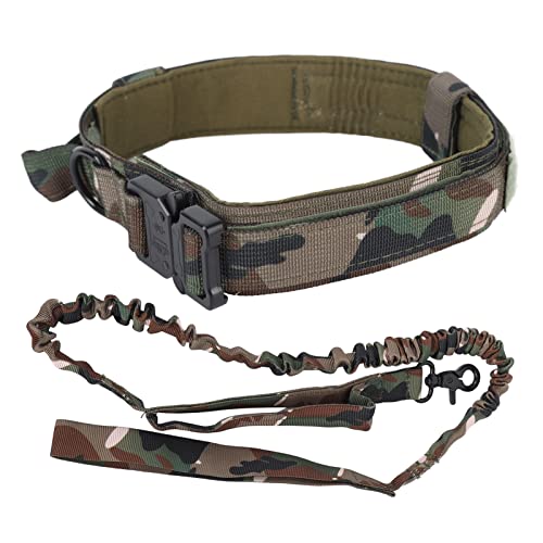 Taktisches Hundehalsband-Leine-Set, verstellbares militärisches Training, Nylon-Hundehalsband, Hundehalsband und Leine-Set, weich gepolstert, dick, verstellbares von LIYJTK