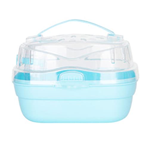 Tragbarer Hamster-Tragekoffer-Käfig mit Wasserflasche für Reisen und Outdoor für Hamster-Kleintiere, Hamsterkäfig, tragbarer Hamster-Tragekoffer-Käfig (Blue) von LIYJTK