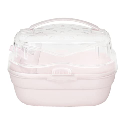 Tragbarer Hamster-Tragekoffer-Käfig mit Wasserflasche für Reisen und Outdoor für Hamster-Kleintiere, Hamsterkäfig, tragbarer Hamster-Tragekoffer-Käfig (Light Cherry Pink) von LIYJTK