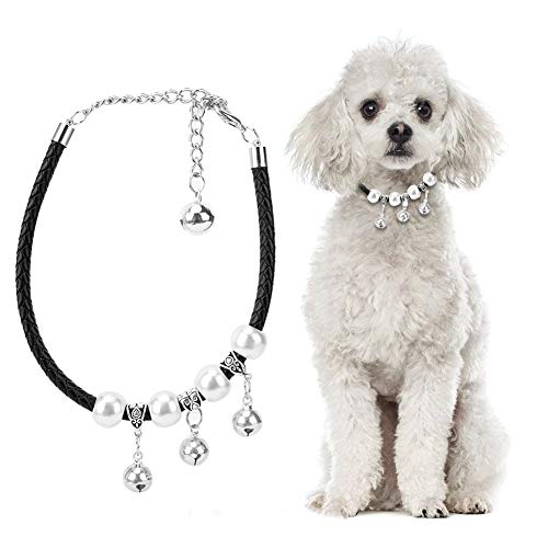 Haustier-Halsbänder, verstellbar, niedlich, für Hunde und Katzen, Perlenhalsband, Kleiner Schmuck, Accessoires, Hochzeit, mit Glöckchen für die meisten Mädchen, Katzen, Welpen, (L) von LIZEALUCKY