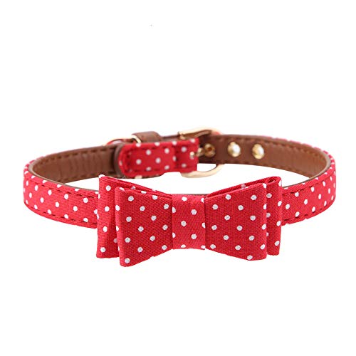 Haustier-Katze-Hund-Polka-Dot-Halsband, verstellbare Hundefliege aus PU-Leder (1.3 * 32cm) von LIZEALUCKY