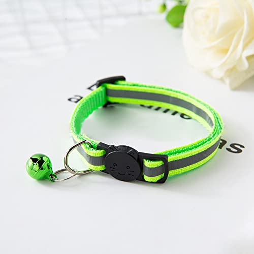 Haustier Klingelhalsband, Polyester, reflektierend, verstellbar, Sicherheitsschnalle, Katzenhalsband, abtrünniges Katzenhalsband, verstellbar, für Katzen, Hunde, Welpen, Kätzchen (Fluoreszenz) von LIZEALUCKY