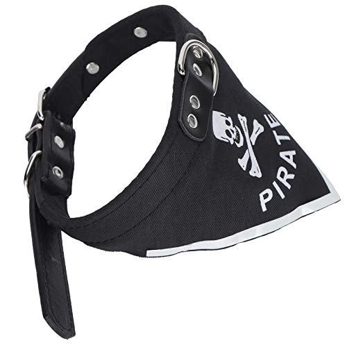 Haustier-Schal, Halstuch, dreieckig, Hunde-Bandana-Halsband, modisches Totenkopf-Kopf-Muster, verstellbare PU-Halsbekleidung für kleine, mittelgroße, große Mädchen oder Jungen, (L2.5 * 35-45) von LIZEALUCKY