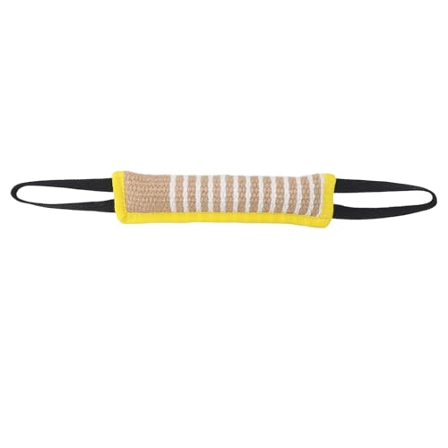 Hundebisskissen, Kauspielzeug für Sporttraining, Zerrkissen, Jute, reißfestes Leinen, interaktiver Welpe mit reflektierendem Griff, mittelgroße bis große Hunde (Reflective Handle Yellow Edge) von LIZEALUCKY