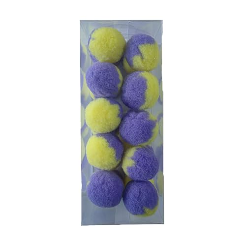 Kätzchen-Pom-Poms-Ball, Katzenspielspielzeug, interaktives Pompon-Spielzeug für Katzen im Innenbereich, 20 Bälle mit 3 cm Durchmesser, farblich passend, leichte Elastizität, (Yellow Purple) von LIZEALUCKY