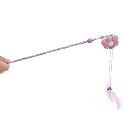 Katzen-Quasten-Feder-Spielzeug mit Glöckchen, interaktiver, lustiger Teaser-Zauberstab, ausziehbarer Angelruten-Stick für Katzen, zum Spielen, Trainieren, Kätzchen-Fänger, der (purple sunflower) von LIZEALUCKY