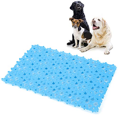 LIZEALUCKY 4 Farben Hund Katze Haustier Matte Kunststoff gespleißt hohl Anti-Rutsch-Pads für Haustier Käfig Matte Badezimmer Boden (Blue) von LIZEALUCKY