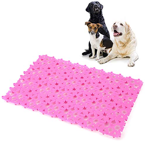 LIZEALUCKY 4 Farben Hund Katze Haustier Matte Kunststoff gespleißt hohl Anti-Rutsch-Pads für Haustier Käfig Matte Badezimmer Boden (Pink) von LIZEALUCKY