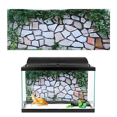 LIZEALUCKY Aquarium-Hintergrund-Poster, Stickerm, grünes Blatt, Schiefer, Wanddiagramm, PVC, Landschaftsbild, Wandbild, Dekor, Selbstklebende Reptilienpflanze unter Wasser für Aquarium (61 * 30cm) von LIZEALUCKY