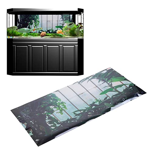 LIZEALUCKY Aquarium Hintergrund Poster Aufkleber, Aquarium Tapete Aufkleber Dekoration Selbst Reptilien Wasserpflanzen Landschaftsmalerei Unterwasser Dekor PVC Kleber 3D (61 * 30CM) von LIZEALUCKY