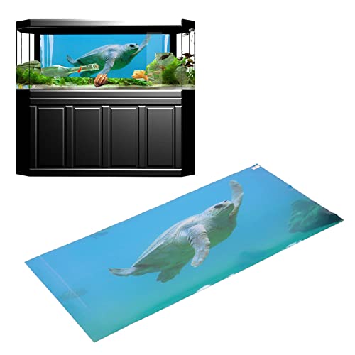 LIZEALUCKY Aquarium-Hintergrund-Poster-Aufkleber, Meeresschildkröte, schwimmendes Thema, Aquarium-Dekoration, Selbsttapeten-Aufkleber, Reptilien, Wasserpflanzen, Landschaftsmalerei, (122 * 50CM) von LIZEALUCKY