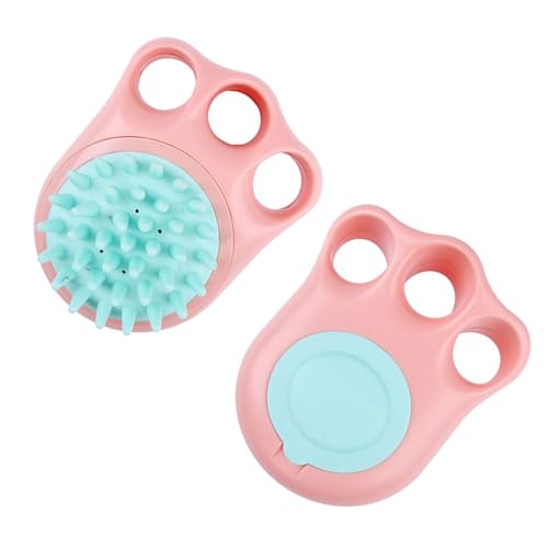 LIZEALUCKY Haustier-Badebürste aus Silikon, Badebürste für Hunde, Schrubber und Dusche, weiche Handflächenform, Shampoo-Pflegespender, tragbar, beruhigende Massage für Lange, kurzhaarige (Pink) von LIZEALUCKY