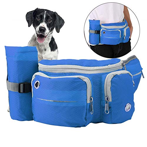 LIZEALUCKY Hunde Trainings Taschen Welpen Tasche Snack Beutel Laufsack Taille mit verstellbarem Gürtel in Poop Dispenser Aufbewahrung Paket für Reise zubehör zum Gehen (Blue) von LIZEALUCKY