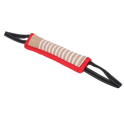 LIZEALUCKY Hundebisskissen, Kauspielzeug für Sporttraining, Zerrkissen, Jute, reißfestes Leinen, interaktiver Welpe mit reflektierendem Griff, mittelgroße bis große Hunde (Reflective Handle Red Edge) von LIZEALUCKY