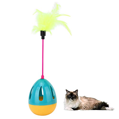 LIZEALUCKY Katze Teaser Dangler Rod Stick, Haustier Attraktive Schaukel Tumbler mit Federglocke PP Lustiges interaktives Spielzeug Kätzchen Catcher Spielzeug Zauberstab Training für (Blue and Yellow) von LIZEALUCKY