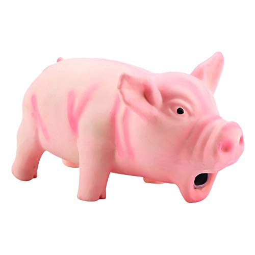 LIZEALUCKY Kauspielzeug für Hunde, süßes Schwein, Knurren, Quietschen, Latex, Hundewelpenspielzeug (pink) von LIZEALUCKY